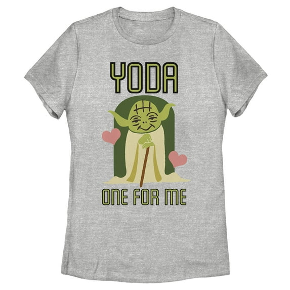 Women's Star Wars Valentine's Day Yoda One for Me Graphic Tee Athletic Heather Medium