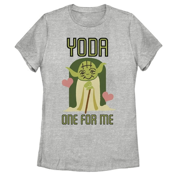 Women's Star Wars Valentine's Day Yoda One for Me  Graphic Tee Athletic Heather Small