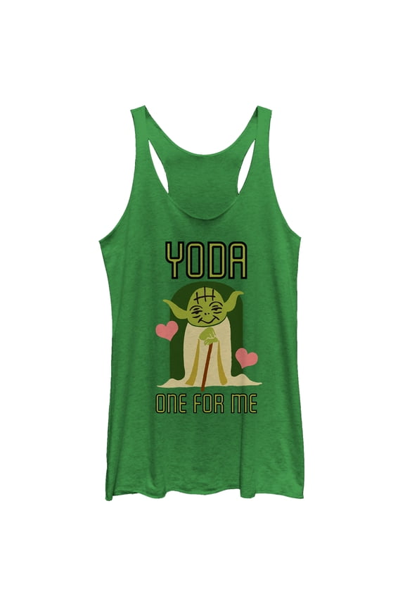 Women's Star Wars Valentine's Day Yoda One for Me Racerback Tank Top Envy Green Medium