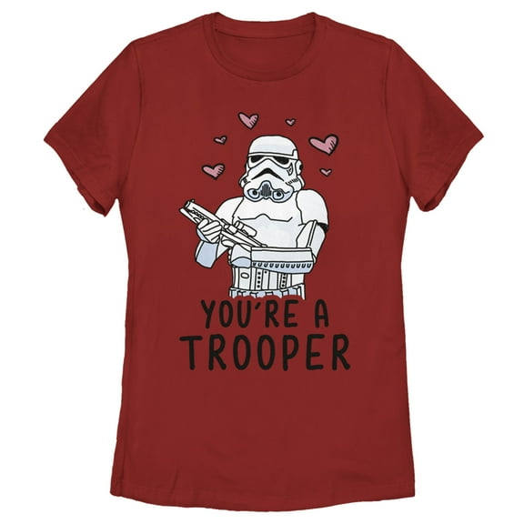 Women's Star Wars Valentine's Day You're A Trooper Graphic Tee Red Large