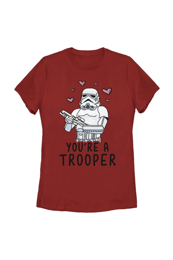Women's Star Wars Valentine's Day You're A Trooper Graphic Tee Red Medium