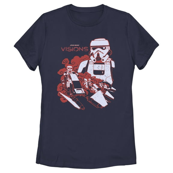 Women's Star Wars: Visions Stormtroopers in Action  Graphic Tee Navy Blue Large