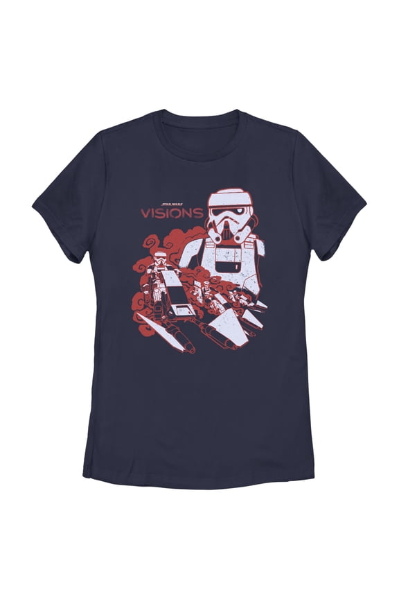 Women's Star Wars: Visions Stormtroopers in Action Graphic Tee Navy Blue Small