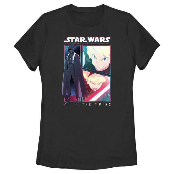 Women's Star Wars: Visions The Twins Comic Panels  Graphic Tee Black Large