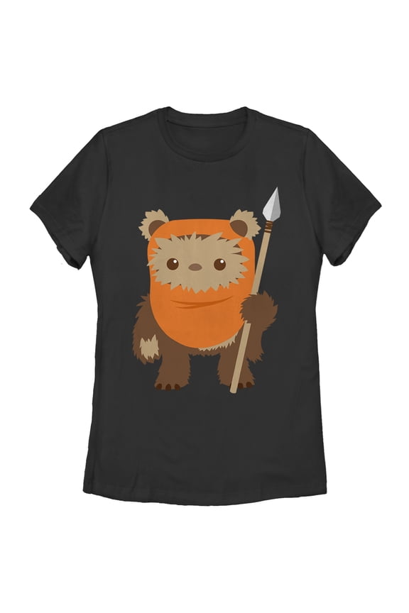 Women's Star Wars Wicket Ewok Cartoon  Graphic Tee Black Small
