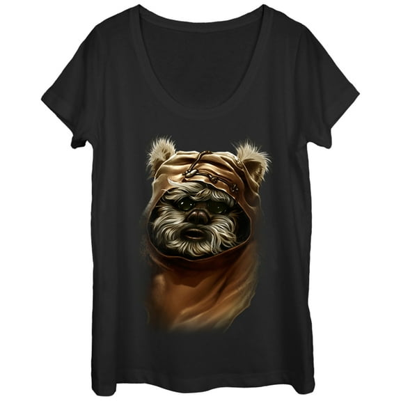 Women's Star Wars Wicket Ewok  Scoop Neck Black Medium