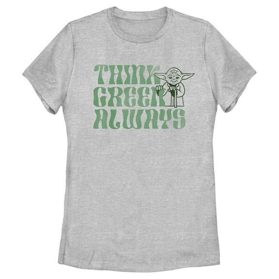 Women's Star Wars Yoda St. Patrick's Day Think Green Always Graphic Tee Athletic Heather X Large