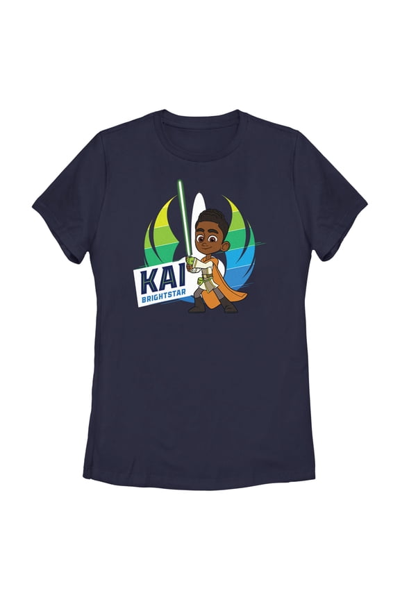 Women's Star Wars: Young Jedi Adventures Kai Brightstar Portrait Graphic Tee Navy Blue Medium