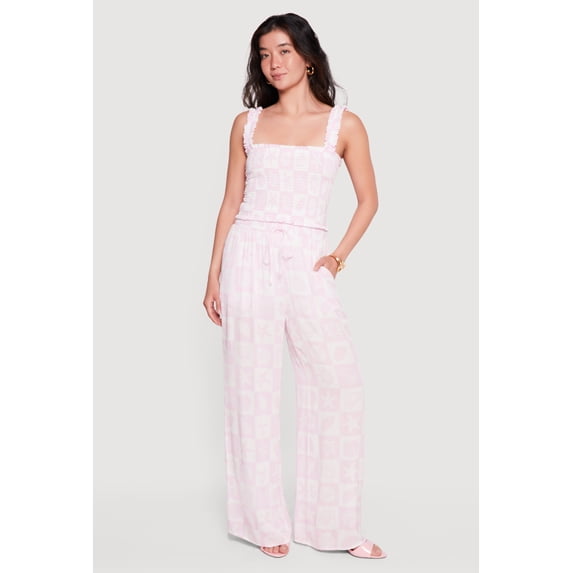 Women's Starfish Patterned Smocked Waist Pull On Pants
