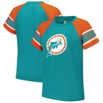 Women's Starter Aqua Miami Dolphins 1st Rounder Color Block Raglan Top