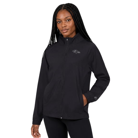 Women's Starter Black Baltimore Ravens Athleisure Lightweight Full-Zip Raglan Jacket