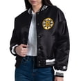 thumbnail image 1 of Women's Starter  Black Boston Bruins Arch Stripe Satin Full-Snap Varsity Jacket, 1 of 3