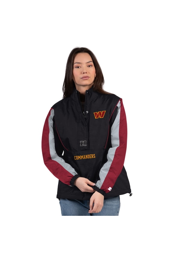 Women's Starter Black/Burgundy Washington Commanders Thursday Night Gridiron Half-Zip Jacket
