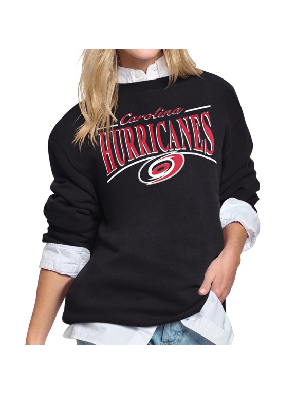 Women's Starter Black Carolina Hurricanes Arch Stripe Fleece Sweatshirt