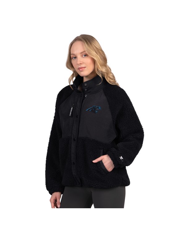 Women's Starter Black Carolina Panthers On the Ball Sherpa Jacket