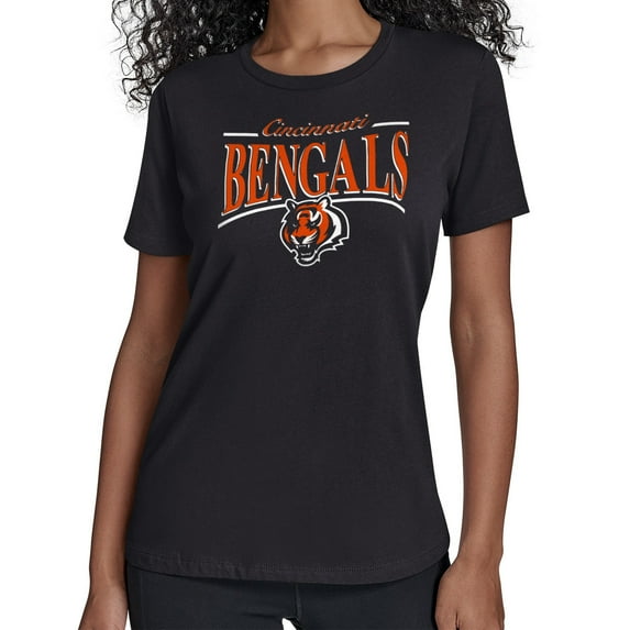 Women's Starter Black Cincinnati Bengals Arch Stripe T-Shirt