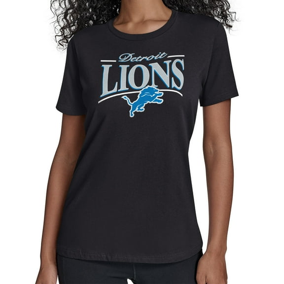 Women's Starter Black Detroit Lions Arch Stripe T-Shirt