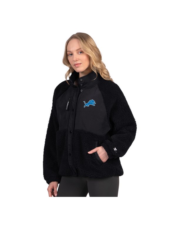 Women's Starter Black Detroit Lions On the Ball Sherpa Jacket