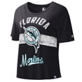 thumbnail image 1 of Women's Starter Black Florida Marlins Cooperstown Collection Record Setter Crop Top, 1 of 1