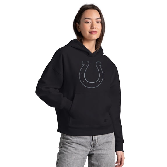 Women's Starter Black Indianapolis Colts Rhinestone Relaxed Hoodie