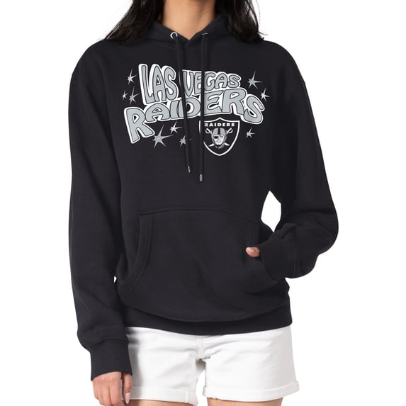 Women's Starter Black Las Vegas Raiders Fireworks Fleece Pullover Hoodie