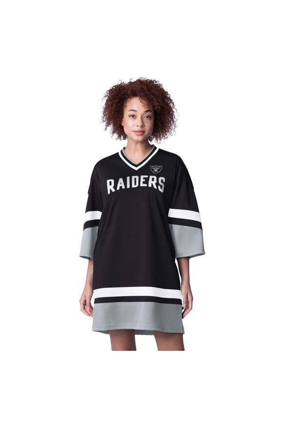 Women's Starter Black Las Vegas Raiders Slap Shot 3/4 Sleeve Sneaker Dress