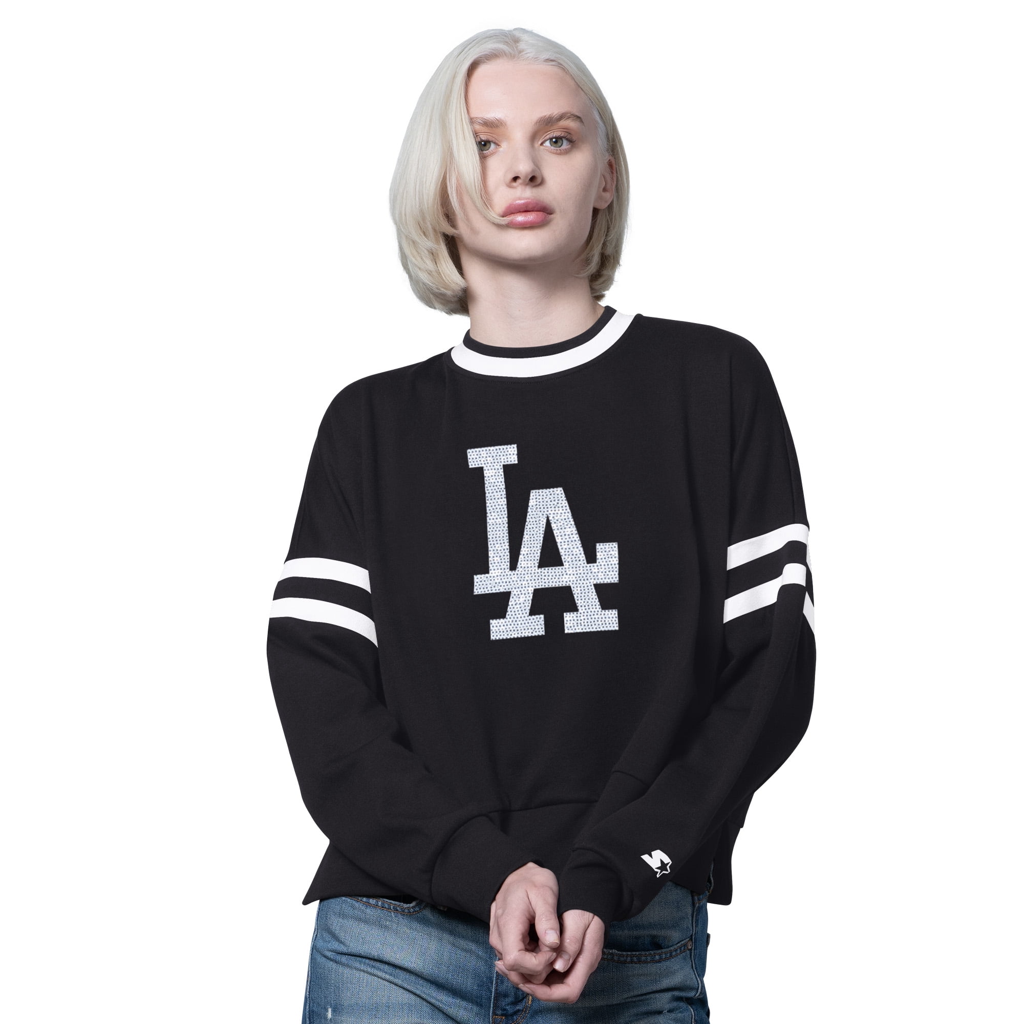 Women's Starter Black Los Angeles Dodgers Rally Cropped Drop