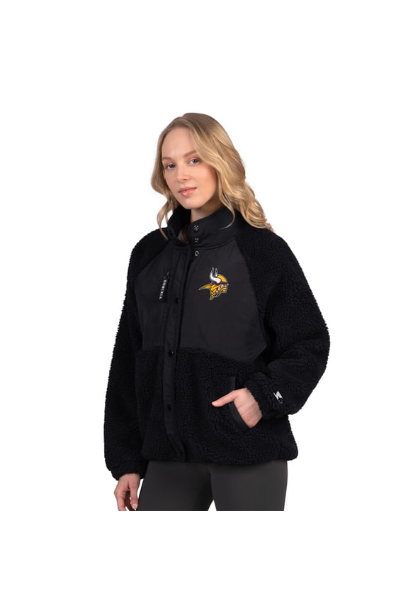 Women's Starter Black Minnesota Vikings On the Ball Sherpa Jacket