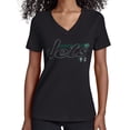 thumbnail image 1 of Women's Starter Black New York Jets Groovy Script V-Neck T-Shirt, 1 of 2