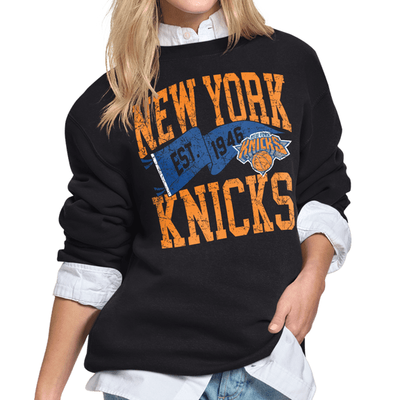 Women's Starter Black New York Knicks Pennant Fleece Sweatshirt