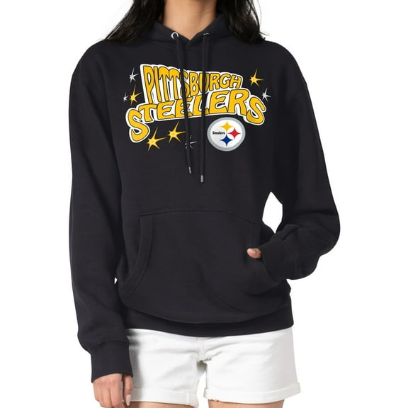 Women's Starter Black Pittsburgh Steelers Fireworks Fleece Pullover Hoodie