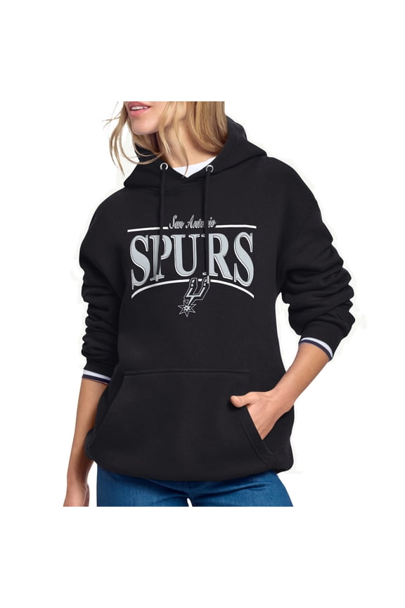 Women's Starter Black San Antonio Spurs Arch Stripe Fleece Hoodie