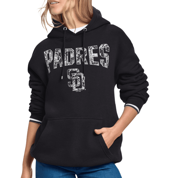 Women's Starter Black San Diego Padres Lace Team Lockup Fleece Hoodie