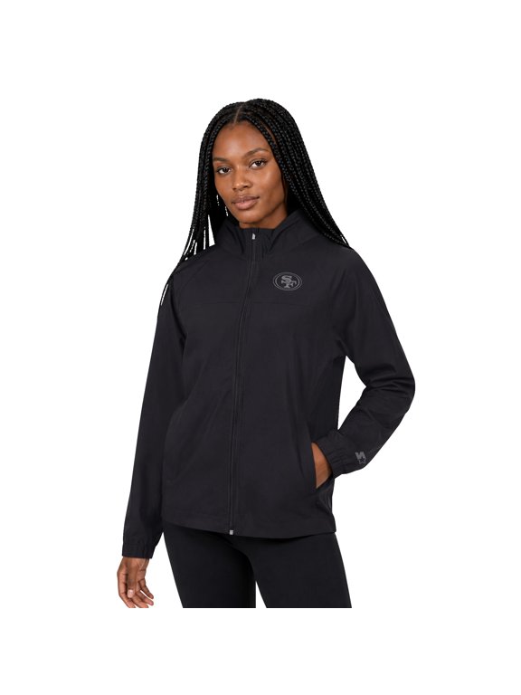 Women's Starter Black San Francisco 49ers Athleisure Lightweight Full-Zip Raglan Jacket
