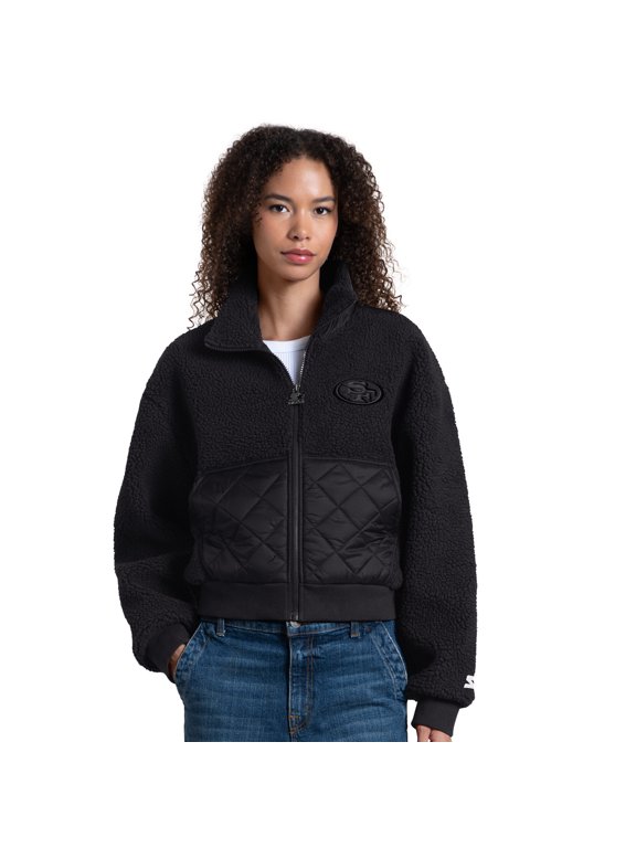 Women's Starter Black San Francisco 49ers Journeyman Sherpa Full-Zip Jacket