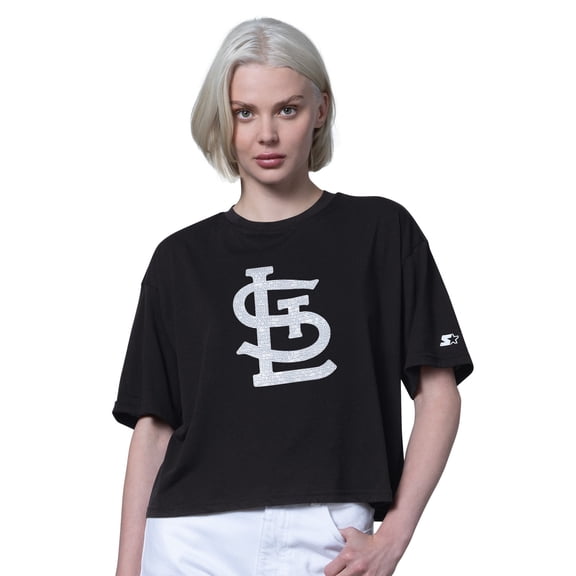 Women's Starter  Black St. Louis Cardinals Holy Grail Boxy Cropped T-Shirt