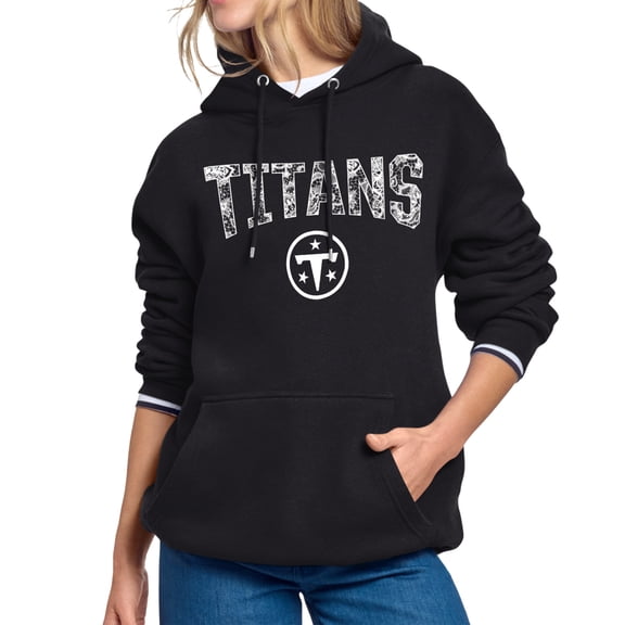 Women's Starter Black Tennessee Titans Lace Team Lockup Fleece Hoodie
