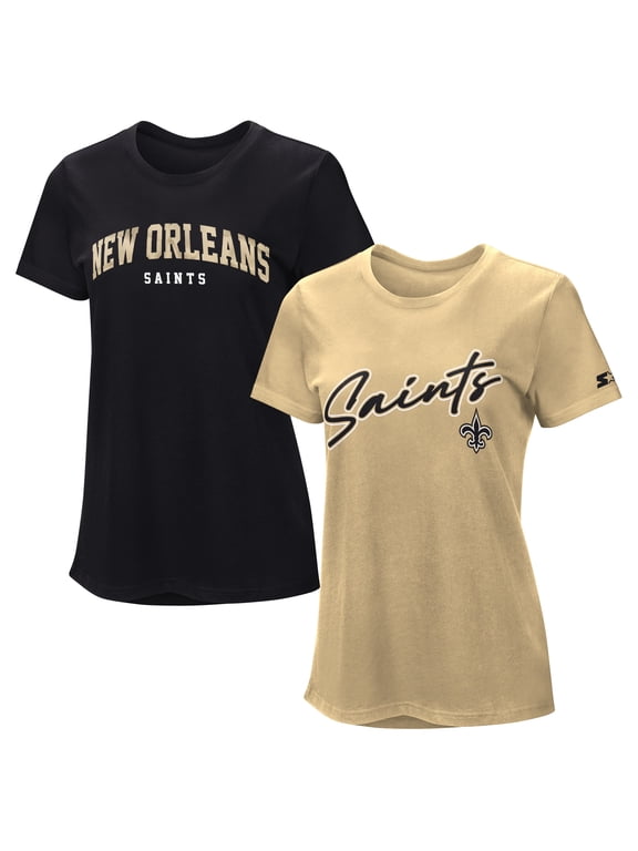 Women's Starter Black/Vegas Gold New Orleans Saints T-Shirt Combo Pack