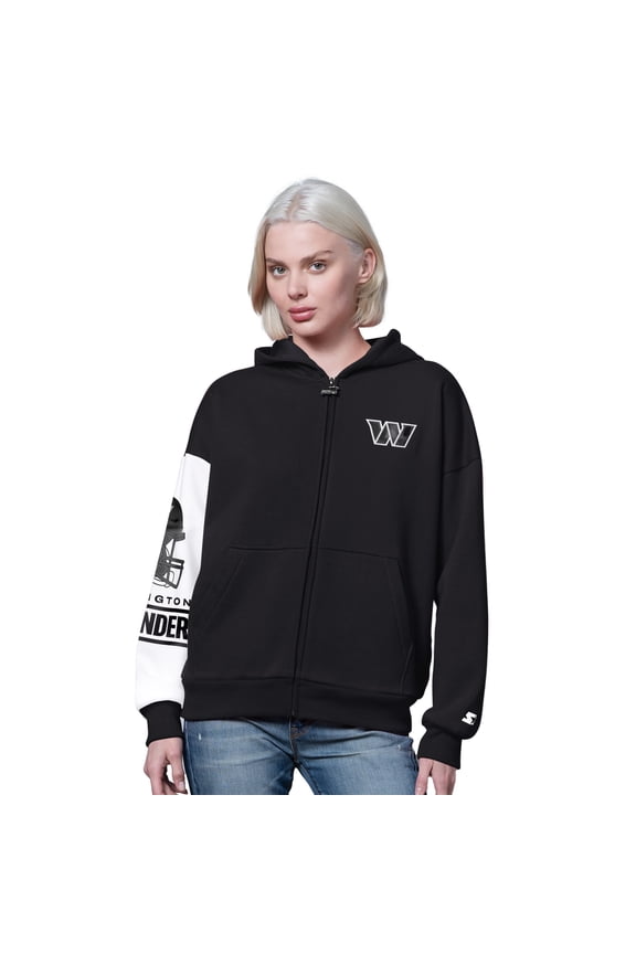 Women's Starter Black Washington Commanders 4th Down Full-Zip Hoodie