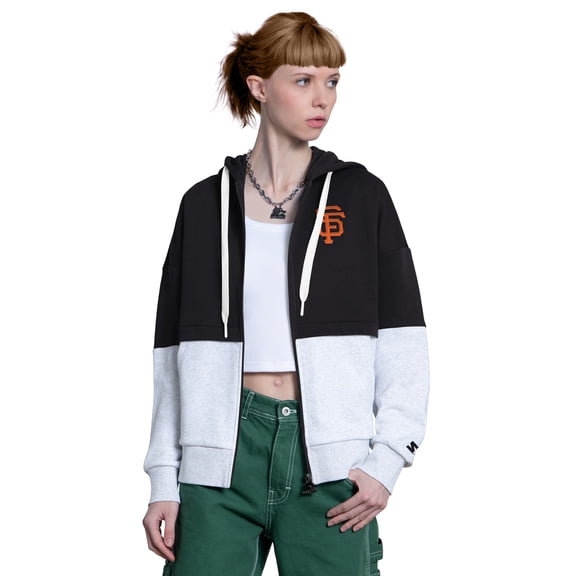 Women's Starter Black/White San Francisco Giants Wishbone Full-Zip Hoodie