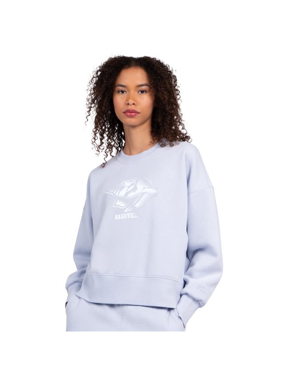 Women's Starter Blue Nashville Predators Boxy Cropped Sweatshirt