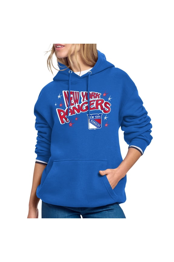 Women's Starter Blue New York Rangers Fireworks Fleece Hoodie