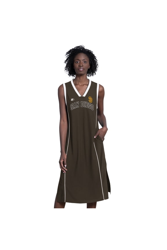 Women's Starter Brown San Diego Padres Line Up Sneaker Sleeveless Maxi Dress