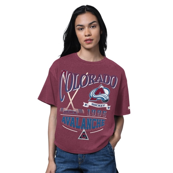 Women's Starter Heather Burgundy Colorado Avalanche Oversized Hall of Fame T-Shirt
