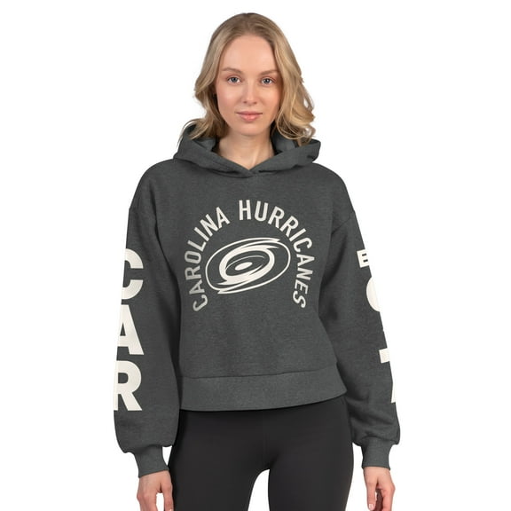 Women's Starter Heather Charcoal Carolina Hurricanes Star Player Cropped Fleece Hoodie