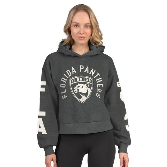 Women's Starter  Heather Charcoal Florida Panthers Star Player Cropped Fleece Hoodie