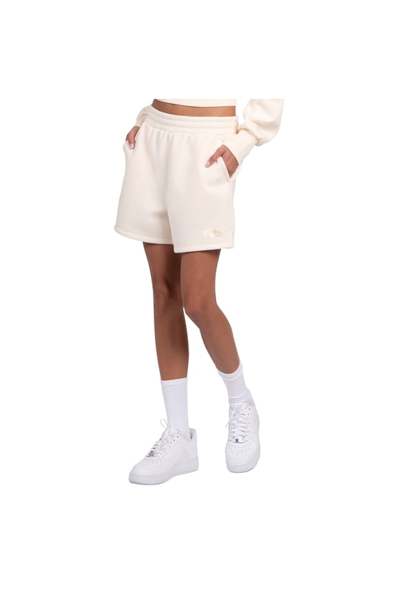 Women's Starter Cream Baltimore Ravens Travel Pastels Fleece Short