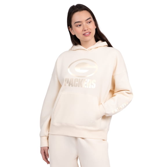 Women's Starter Cream Green Bay Packers Pastels Relaxed Travel Hoodie