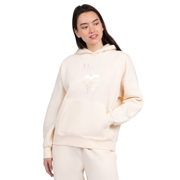 Women's Starter  Cream Minnesota Vikings Pastels Relaxed Travel Hoodie