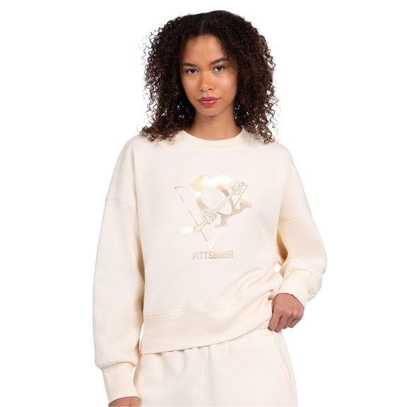 Women's Starter Cream Pittsburgh Penguins Boxy Cropped Sweatshirt